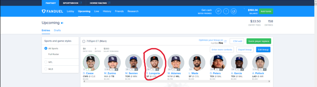 Step:4 how to edit duplicate lineups in fanduel
