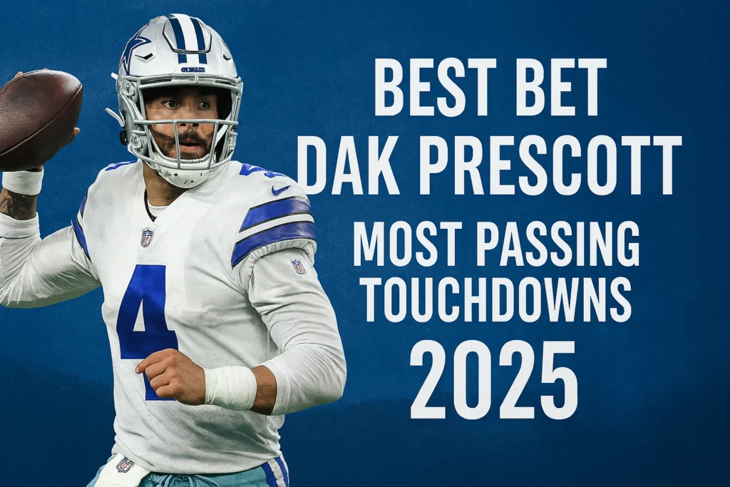 create image of size size 16:9 for blog banner for "Best Bet Dak Prescott Most Passing Touchdown 2025