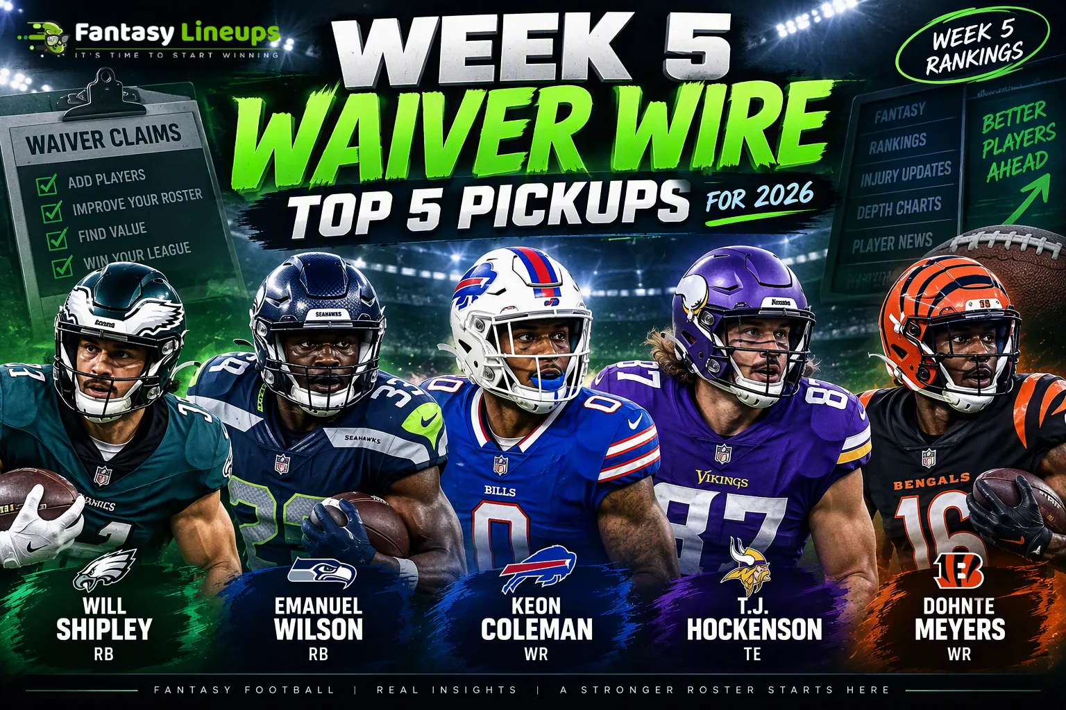Week 5 Fantasy Football Waiver Wire: Top 5 Pickups for 2026